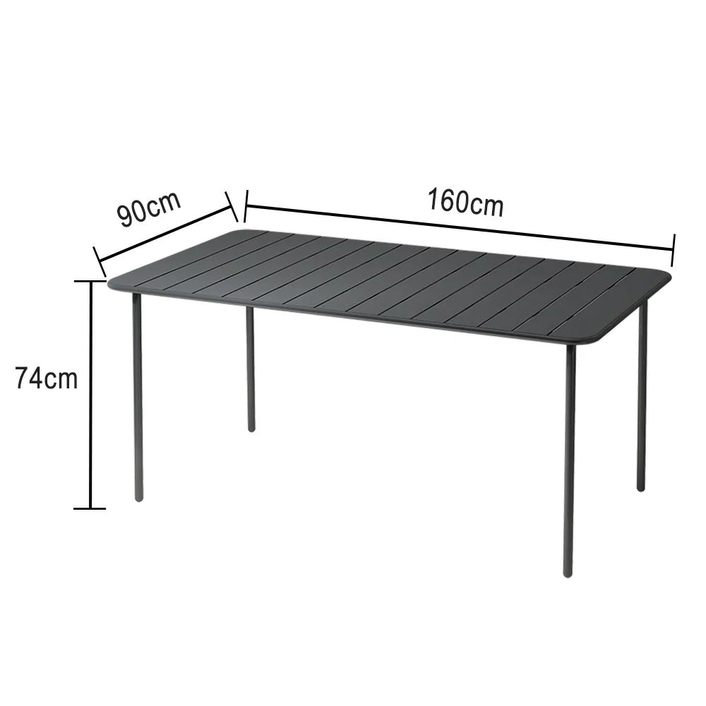 SOLARA 60/70/120/160cm Gray Square Iron Table, Durable Metal Build for Patio, Balcony, or Garden Use