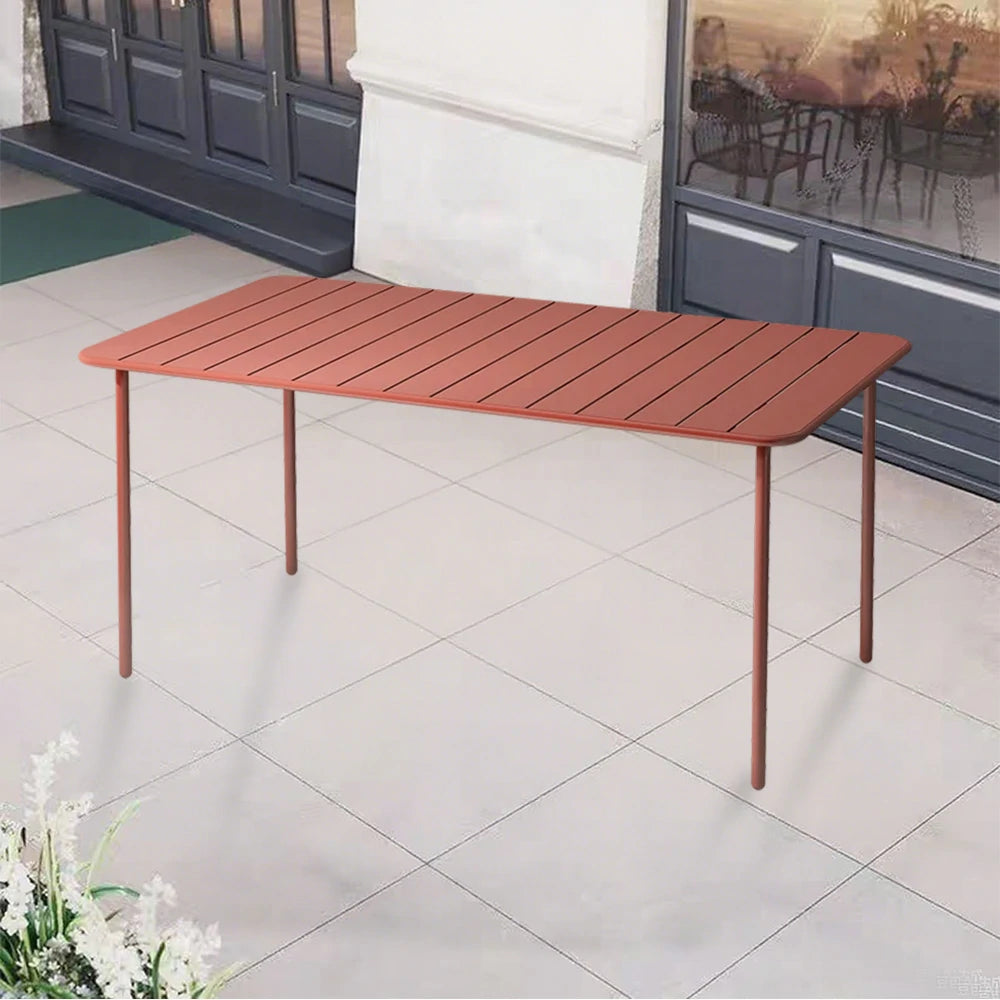 SOLARA 60/70/120/160cm Orange Square Iron Table, Durable Metal Build for Patio, Balcony, or Garden Use