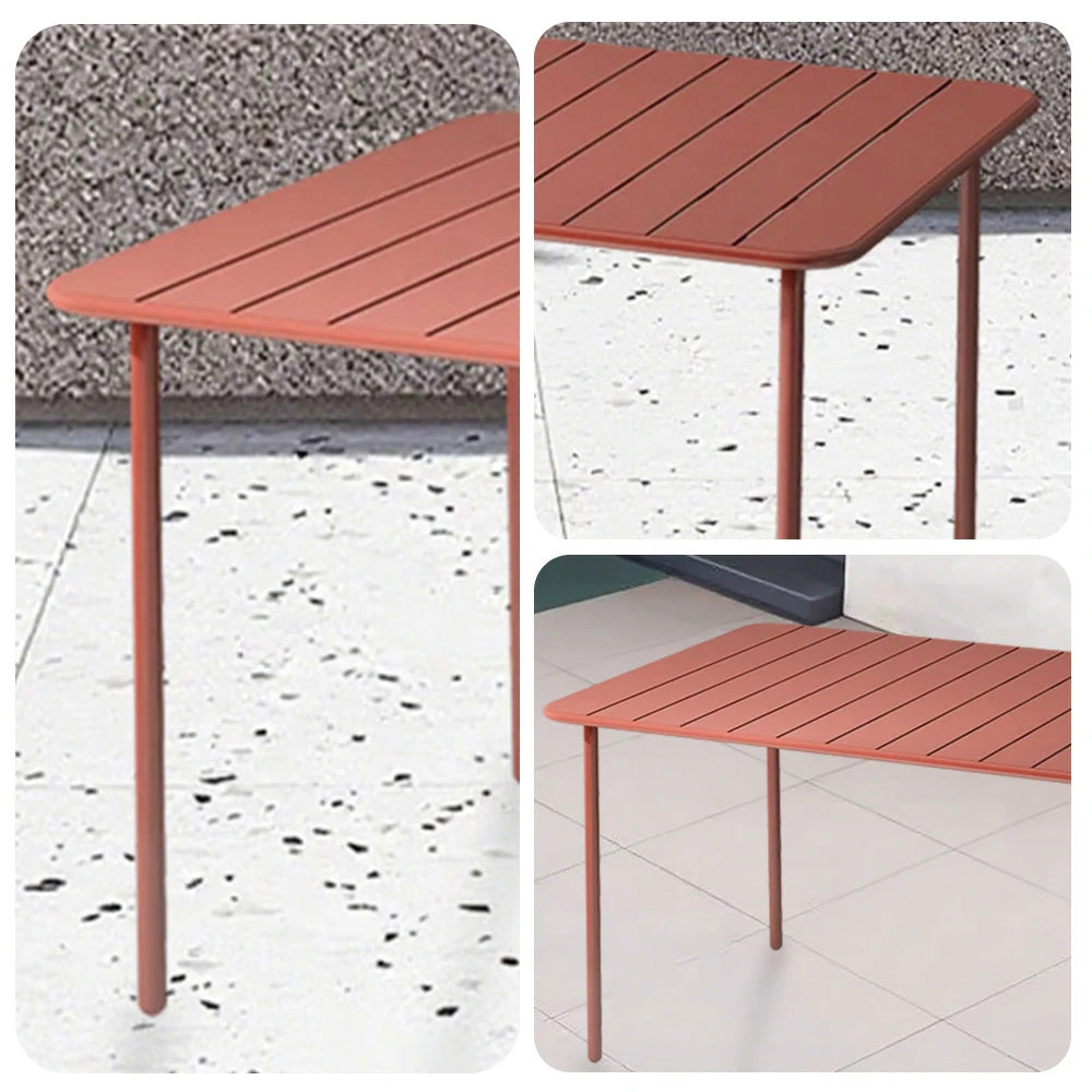 SOLARA 60/70/120/160cm Orange Square Iron Table, Durable Metal Build for Patio, Balcony, or Garden Use