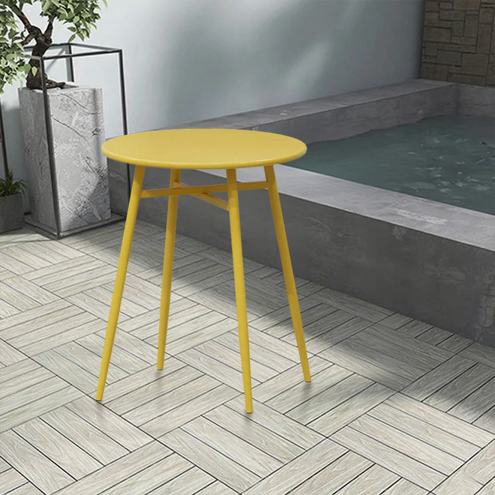 SOLARA Outdoor Round Dining Table - Wrought Iron Construction, Available in 60/70/80cm Sizes - Yellow