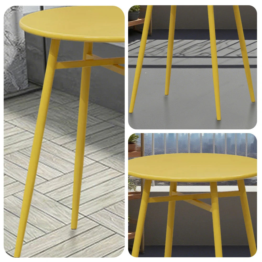 SOLARA Outdoor Round Dining Table - Wrought Iron Construction, Available in 60/70/80cm Sizes - Yellow