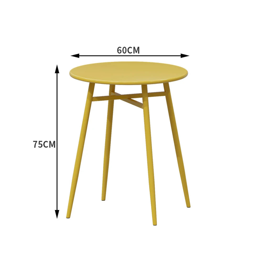 SOLARA Outdoor Round Dining Table - Wrought Iron Construction, Available in 60/70/80cm Sizes - Yellow