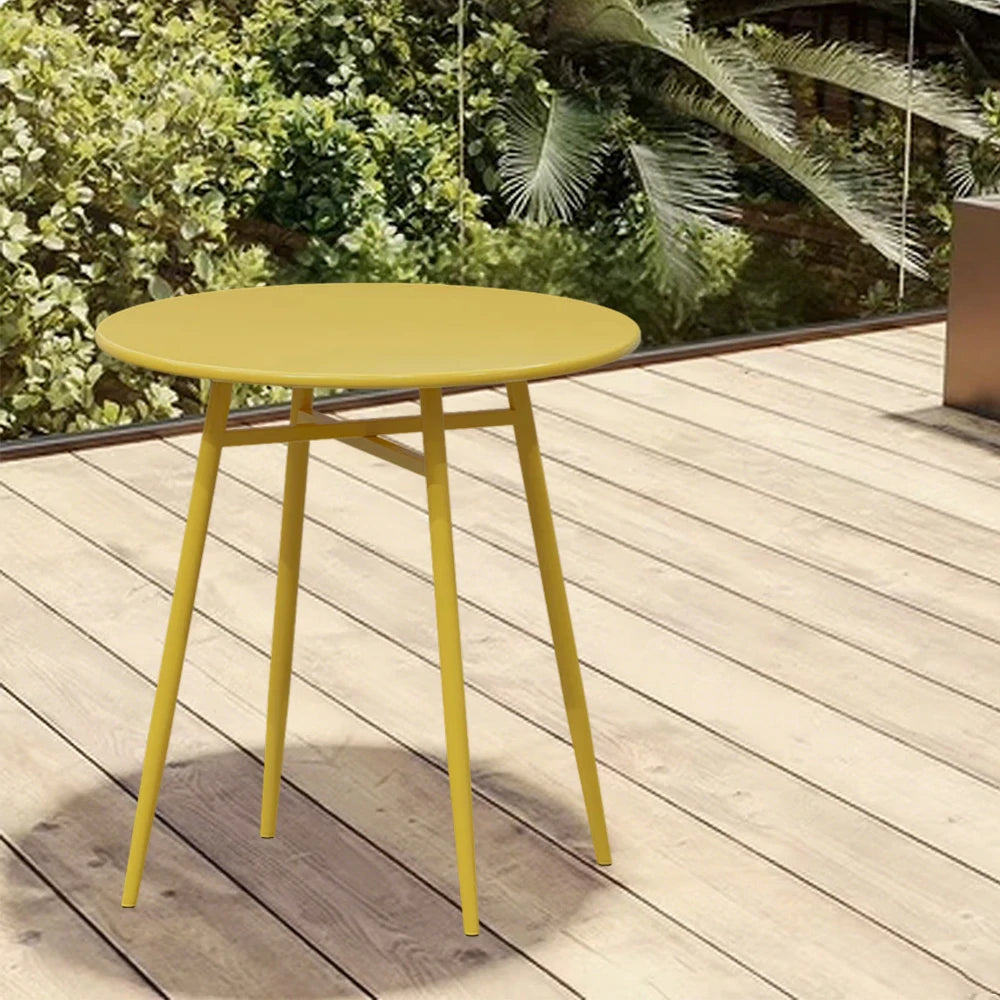SOLARA Outdoor Round Dining Table - Wrought Iron Construction, Available in 60/70/80cm Sizes - Yellow