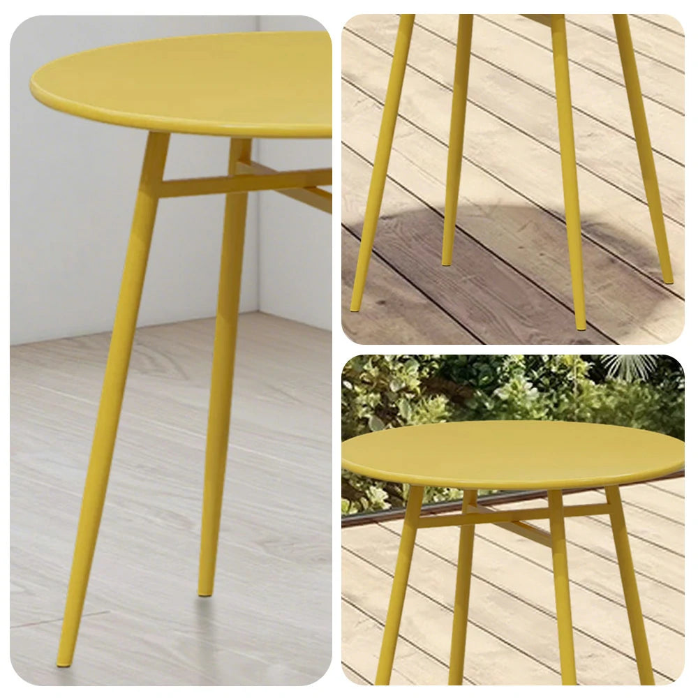 SOLARA Outdoor Round Dining Table - Wrought Iron Construction, Available in 60/70/80cm Sizes - Yellow
