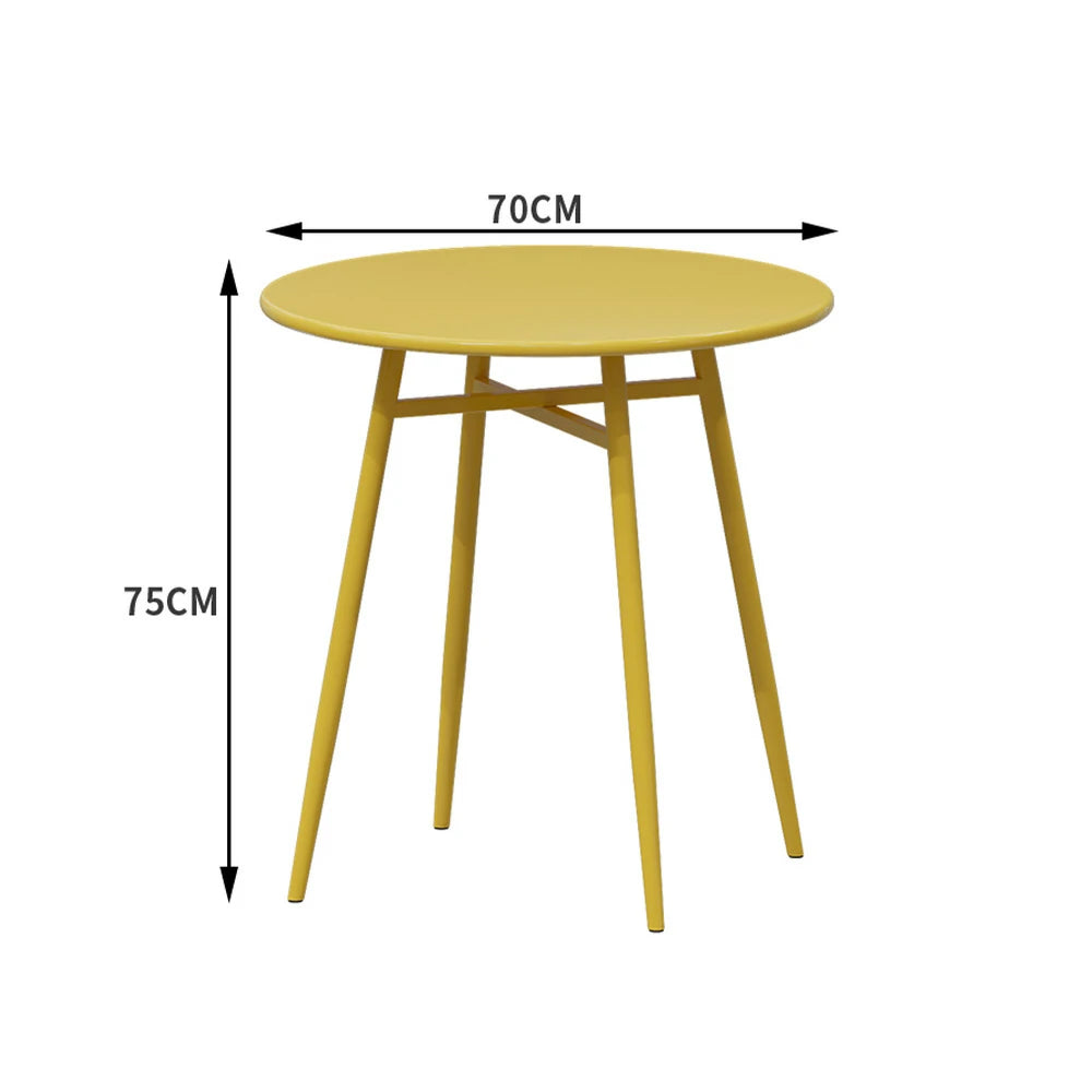 SOLARA Outdoor Round Dining Table - Wrought Iron Construction, Available in 60/70/80cm Sizes - Yellow