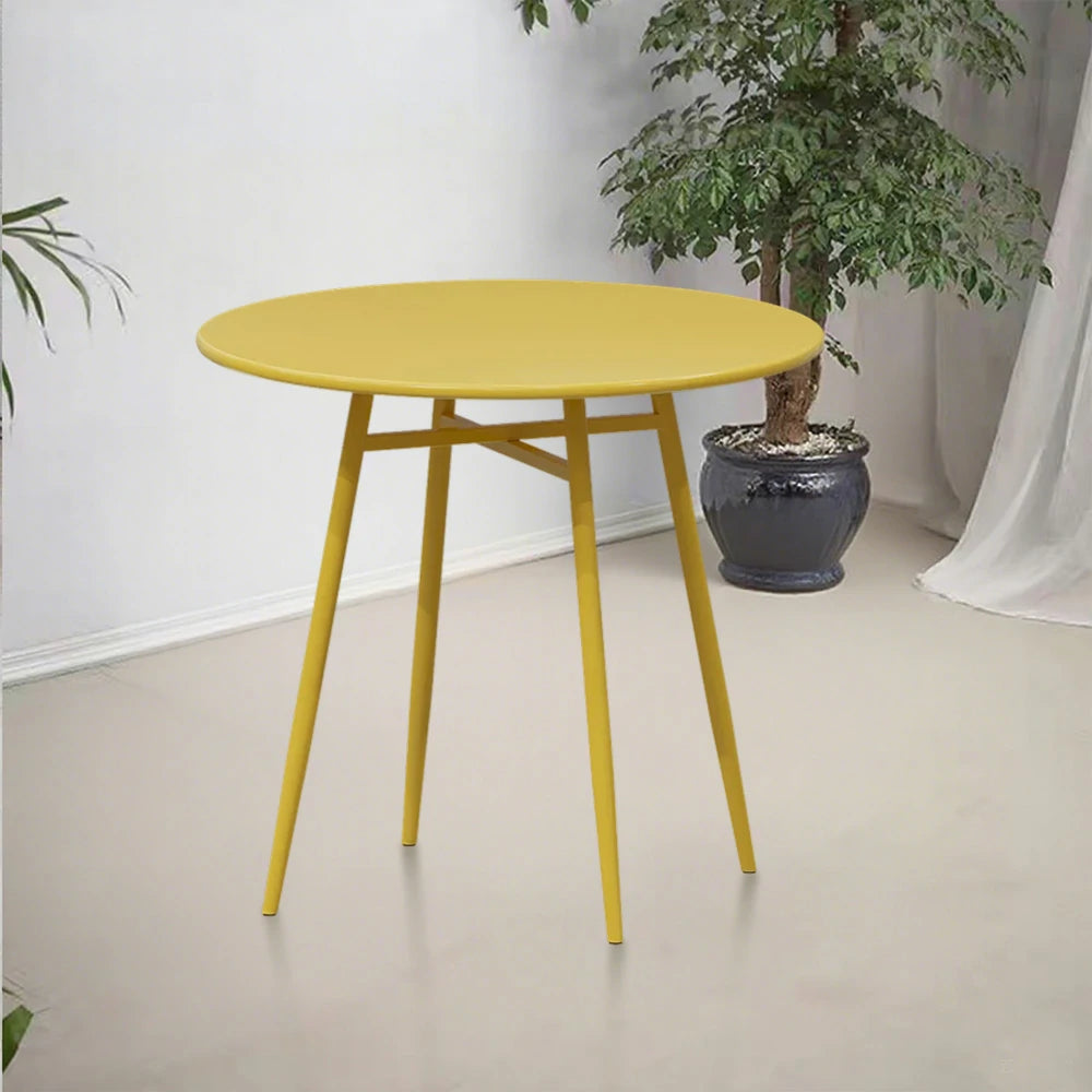 SOLARA Outdoor Round Dining Table - Wrought Iron Construction, Available in 60/70/80cm Sizes - Yellow