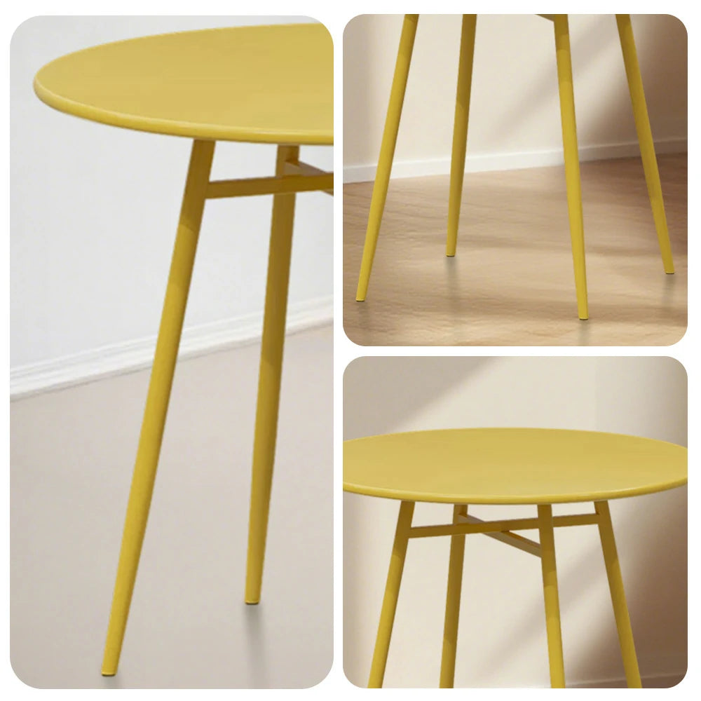 SOLARA Outdoor Round Dining Table - Wrought Iron Construction, Available in 60/70/80cm Sizes - Yellow