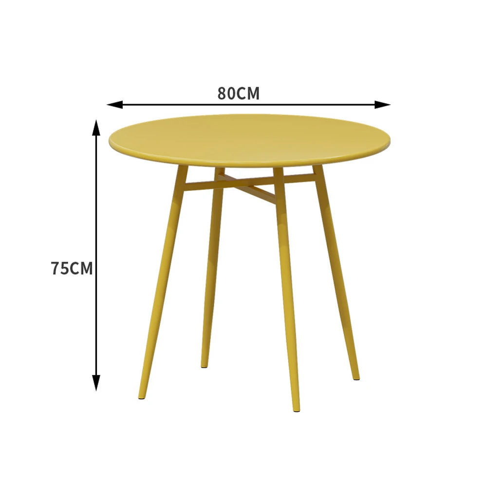 SOLARA Outdoor Round Dining Table - Wrought Iron Construction, Available in 60/70/80cm Sizes - Yellow
