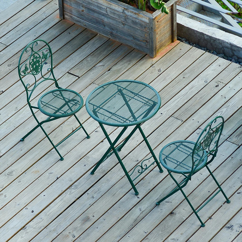SOLARA 3-Piece Foldable Outdoor Dining Set, 1 Table & 2 Chairs - Army Green