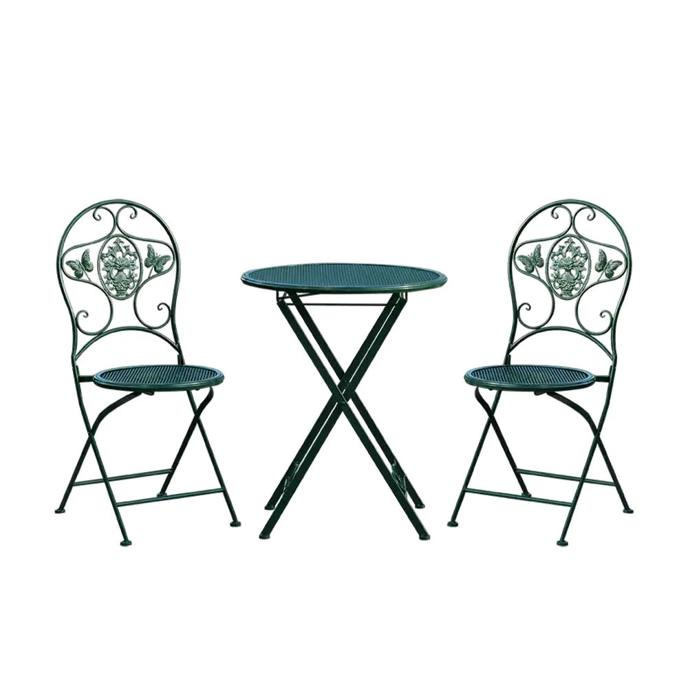 SOLARA 3-Piece Foldable Outdoor Dining Set, 1 Table & 2 Chairs - Army Green