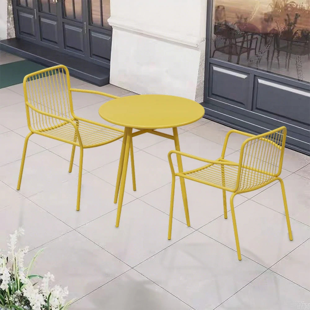 SOLARA 3-Piece Outdoor Dining Set - Wrought Iron Construction, 1 Table & 2 Chairs, Durable & Weather-Resistant for Patio or Garden