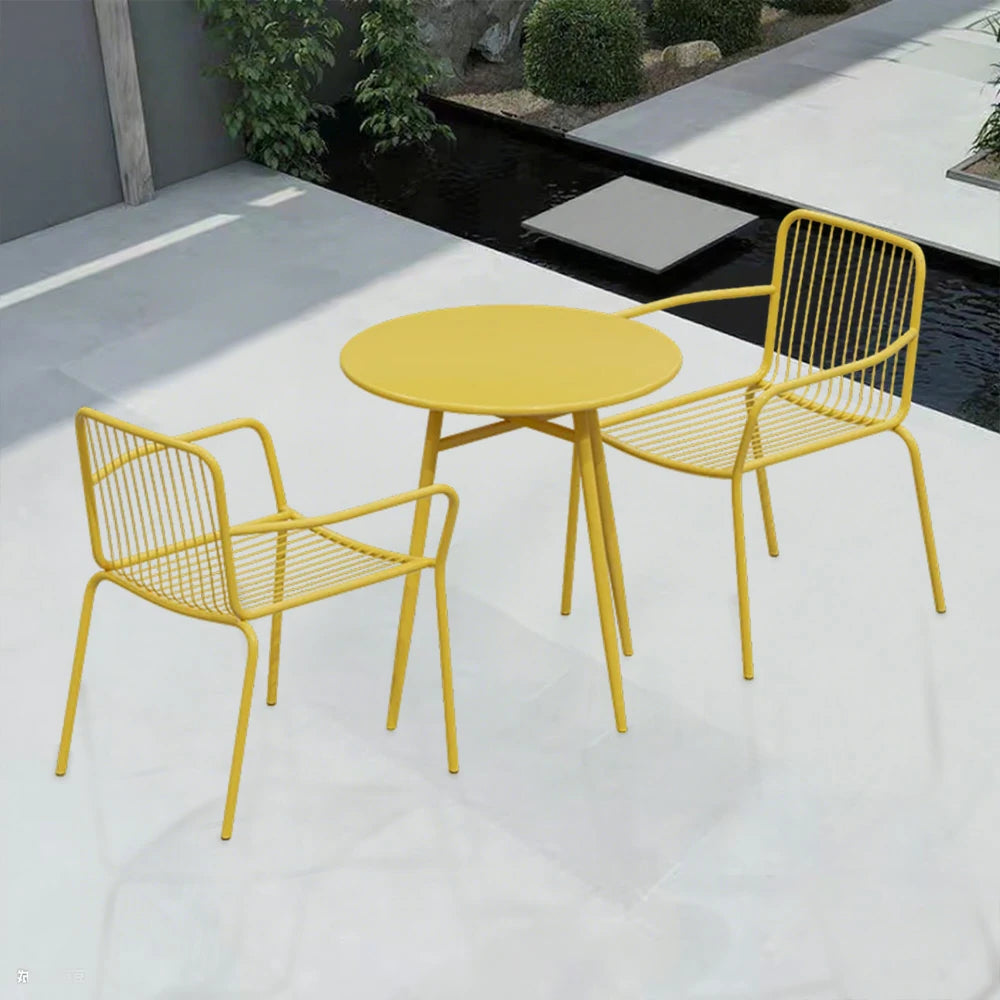 SOLARA 3-Piece Outdoor Dining Set - Wrought Iron Construction, 1 Table & 2 Chairs, Durable & Weather-Resistant for Patio or Garden