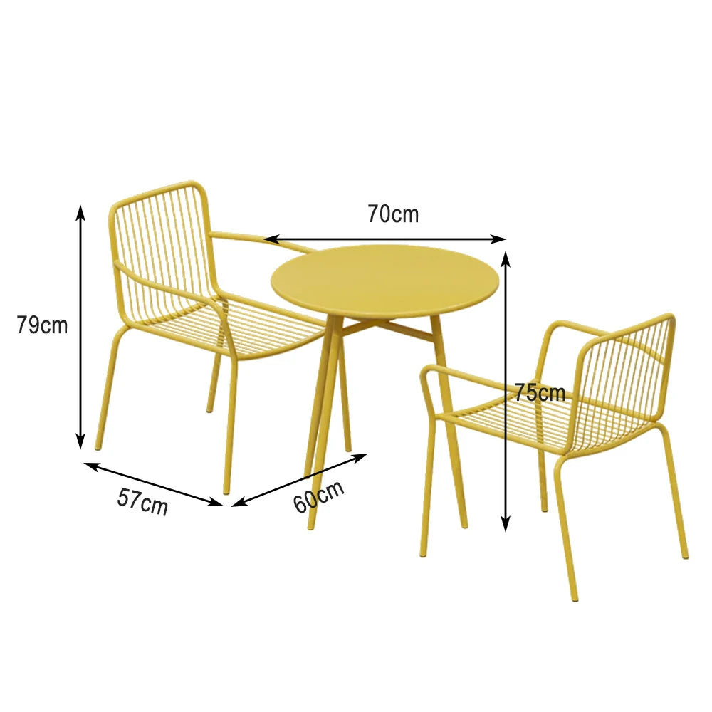 SOLARA 3-Piece Outdoor Dining Set - Wrought Iron Construction, 1 Table & 2 Chairs, Durable & Weather-Resistant for Patio or Garden