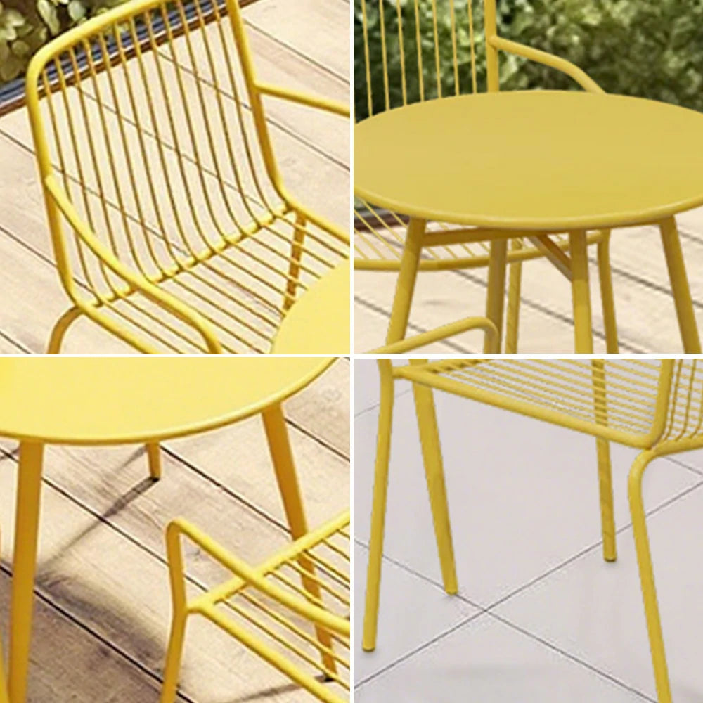 SOLARA 5-Piece Outdoor Round Dining Set - 1 Table & 4 Chairs, Wrought Iron Construction, Weather-Resistant for Patio or Garden