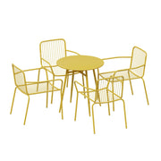 SOLARA 5-Piece Outdoor Round Dining Set - 1 Table & 4 Chairs, Wrought Iron Construction, Weather-Resistant for Patio or Garden
