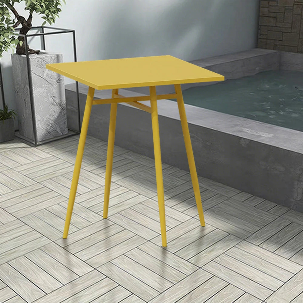 SOLARA Outdoor Square Dining Table - Yellow Wrought Iron Frame, 60/70/80cm Sizes, Durable & Weather-Resistant for Patio or Garden