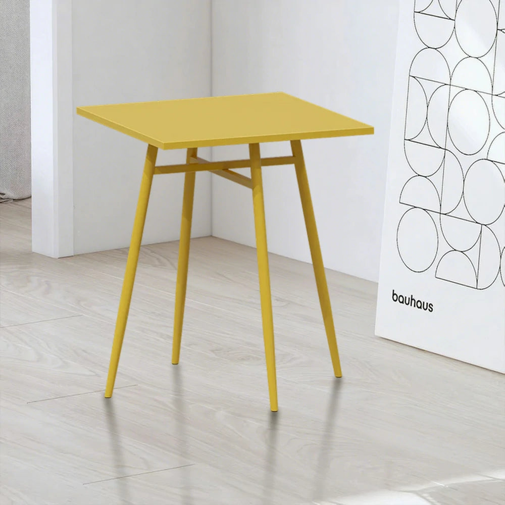 SOLARA Outdoor Square Dining Table - Yellow Wrought Iron Frame, 60/70/80cm Sizes, Durable & Weather-Resistant for Patio or Garden