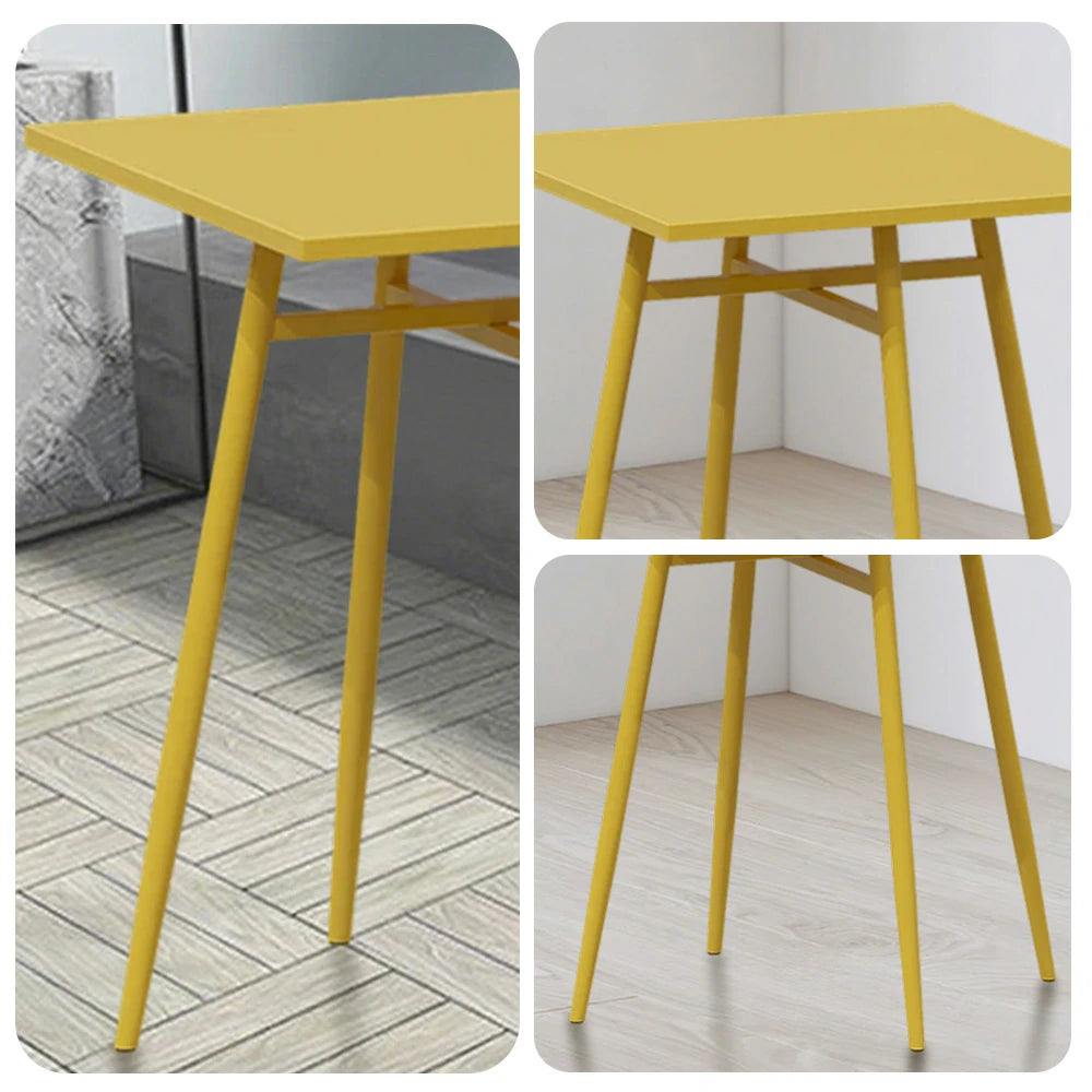 SOLARA Outdoor Square Dining Table - Yellow Wrought Iron Frame, 60/70/80cm Sizes, Durable & Weather-Resistant for Patio or Garden