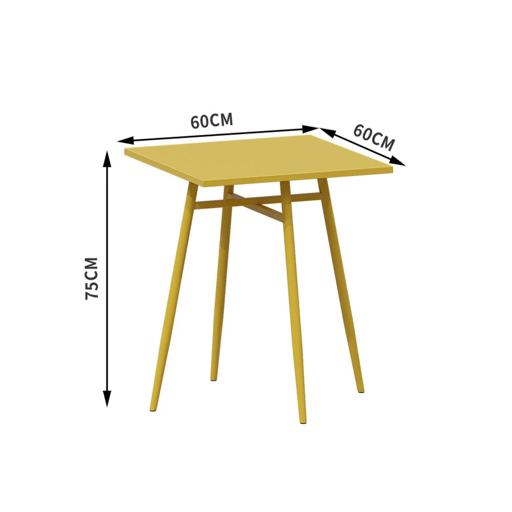 SOLARA Outdoor Square Dining Table - Yellow Wrought Iron Frame, 60/70/80cm Sizes, Durable & Weather-Resistant for Patio or Garden