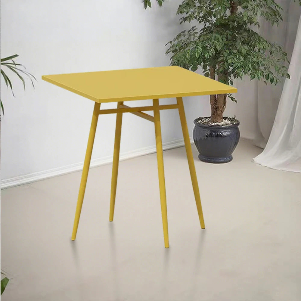 SOLARA Outdoor Square Dining Table - Yellow Wrought Iron Frame, 60/70/80cm Sizes, Durable & Weather-Resistant for Patio or Garden