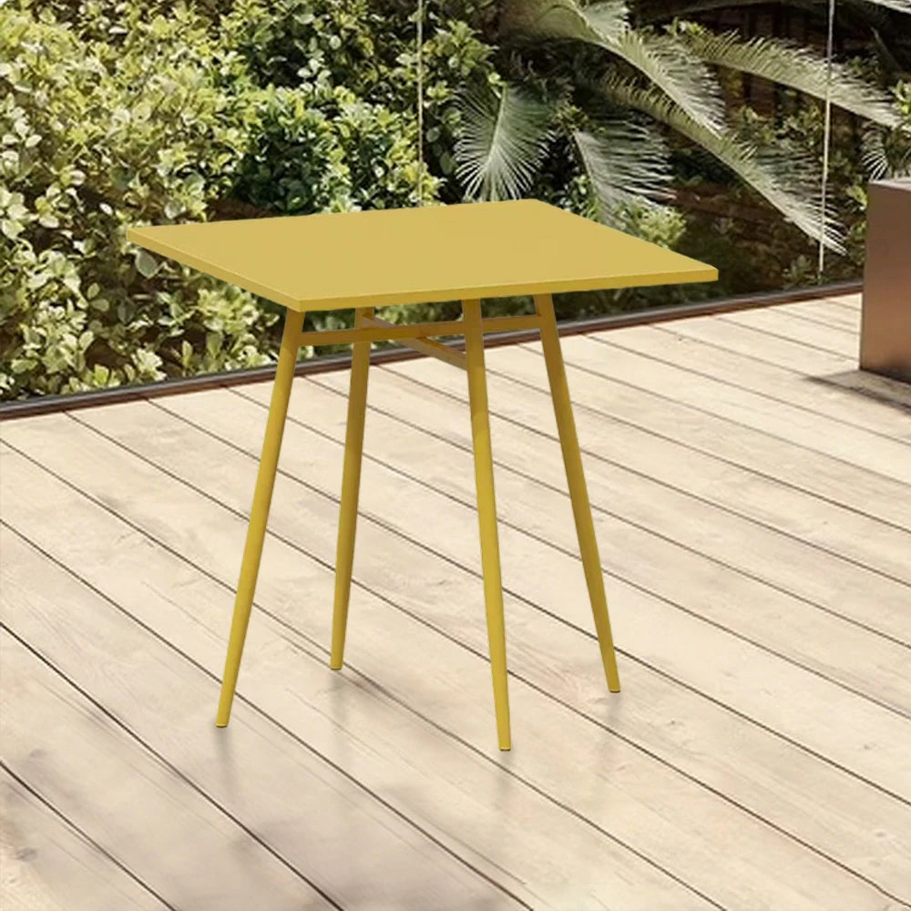 SOLARA Outdoor Square Dining Table - Yellow Wrought Iron Frame, 60/70/80cm Sizes, Durable & Weather-Resistant for Patio or Garden