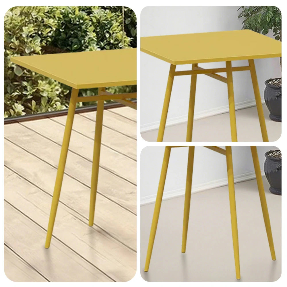SOLARA Outdoor Square Dining Table - Yellow Wrought Iron Frame, 60/70/80cm Sizes, Durable & Weather-Resistant for Patio or Garden