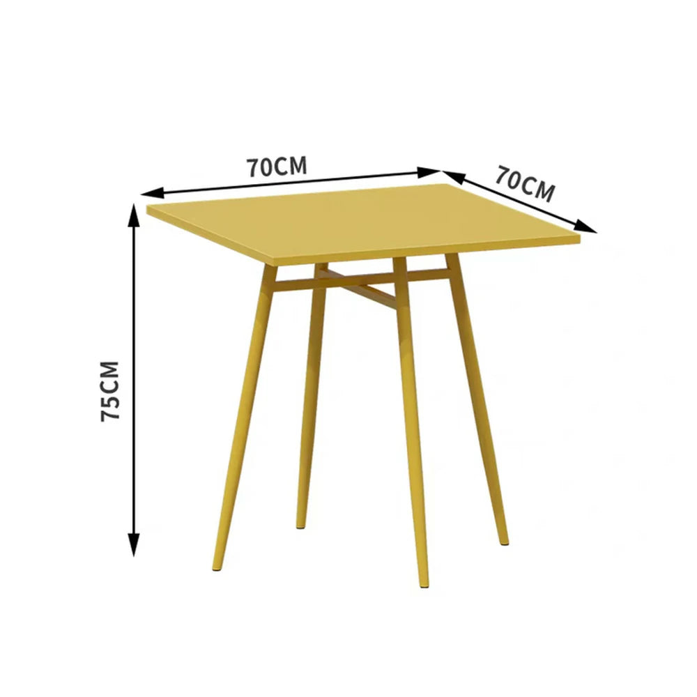 SOLARA Outdoor Square Dining Table - Yellow Wrought Iron Frame, 60/70/80cm Sizes, Durable & Weather-Resistant for Patio or Garden
