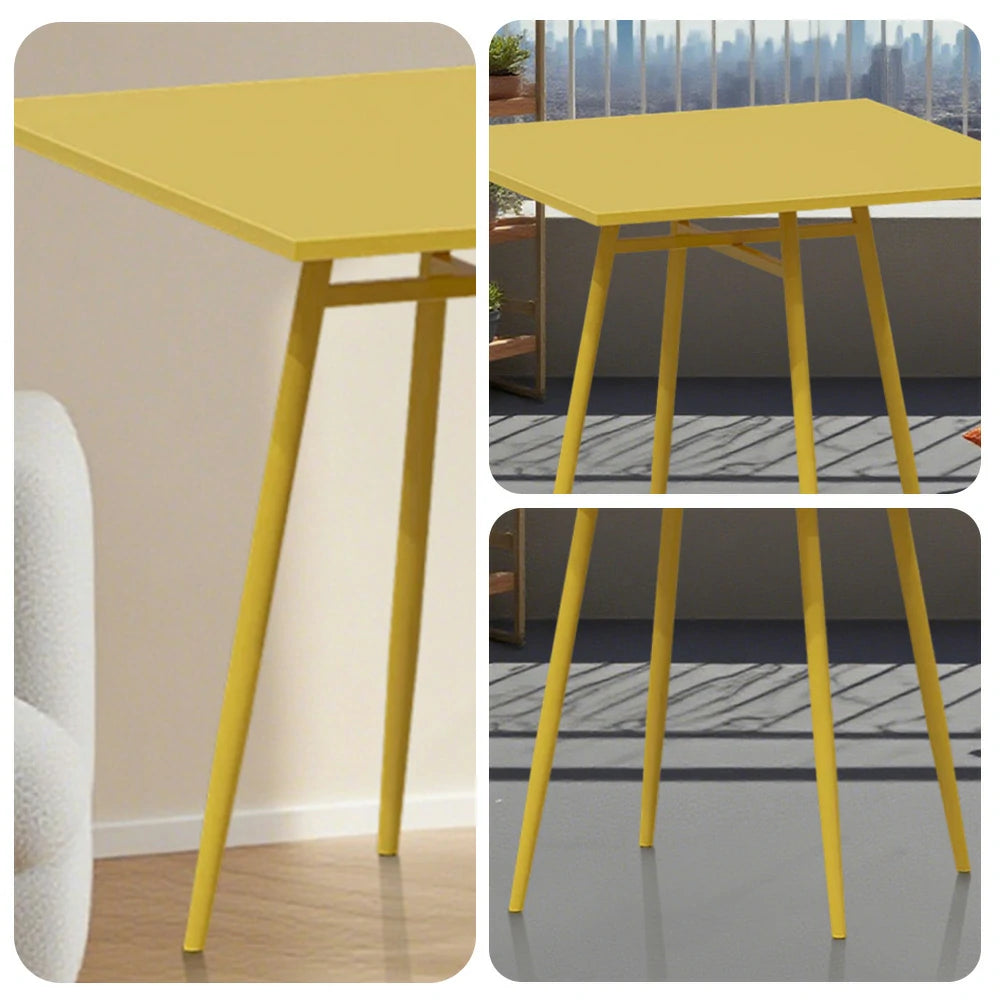 SOLARA Outdoor Square Dining Table - Yellow Wrought Iron Frame, 60/70/80cm Sizes, Durable & Weather-Resistant for Patio or Garden