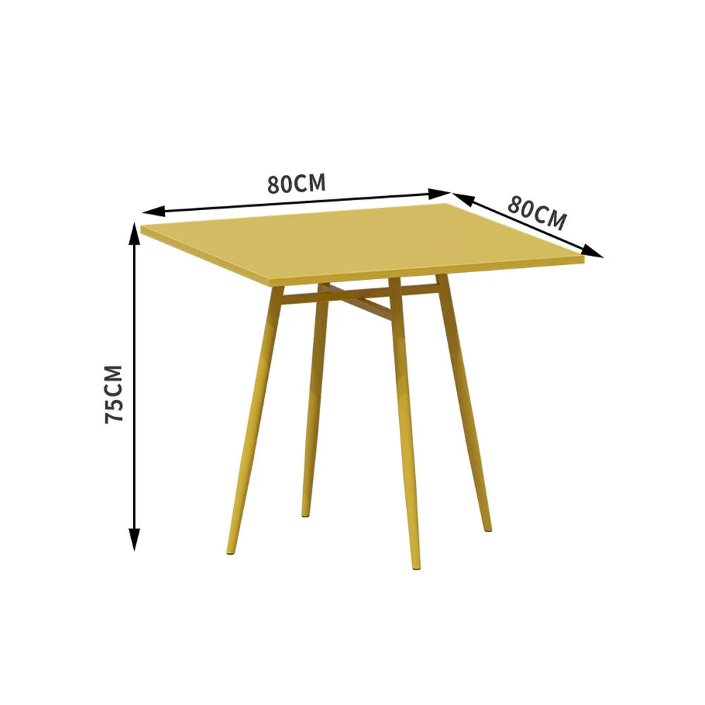 SOLARA Outdoor Square Dining Table - Yellow Wrought Iron Frame, 60/70/80cm Sizes, Durable & Weather-Resistant for Patio or Garden