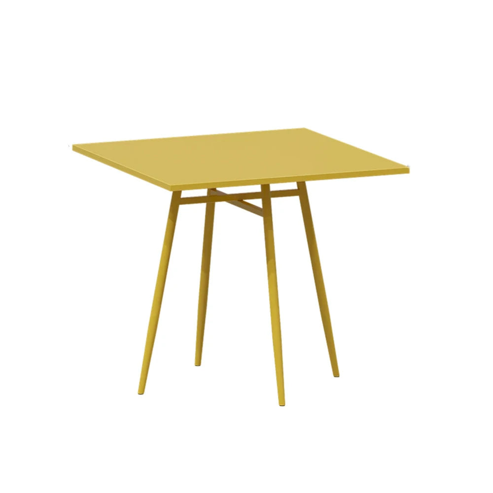 SOLARA Outdoor Square Dining Table - Yellow Wrought Iron Frame, 60/70/80cm Sizes, Durable & Weather-Resistant for Patio or Garden