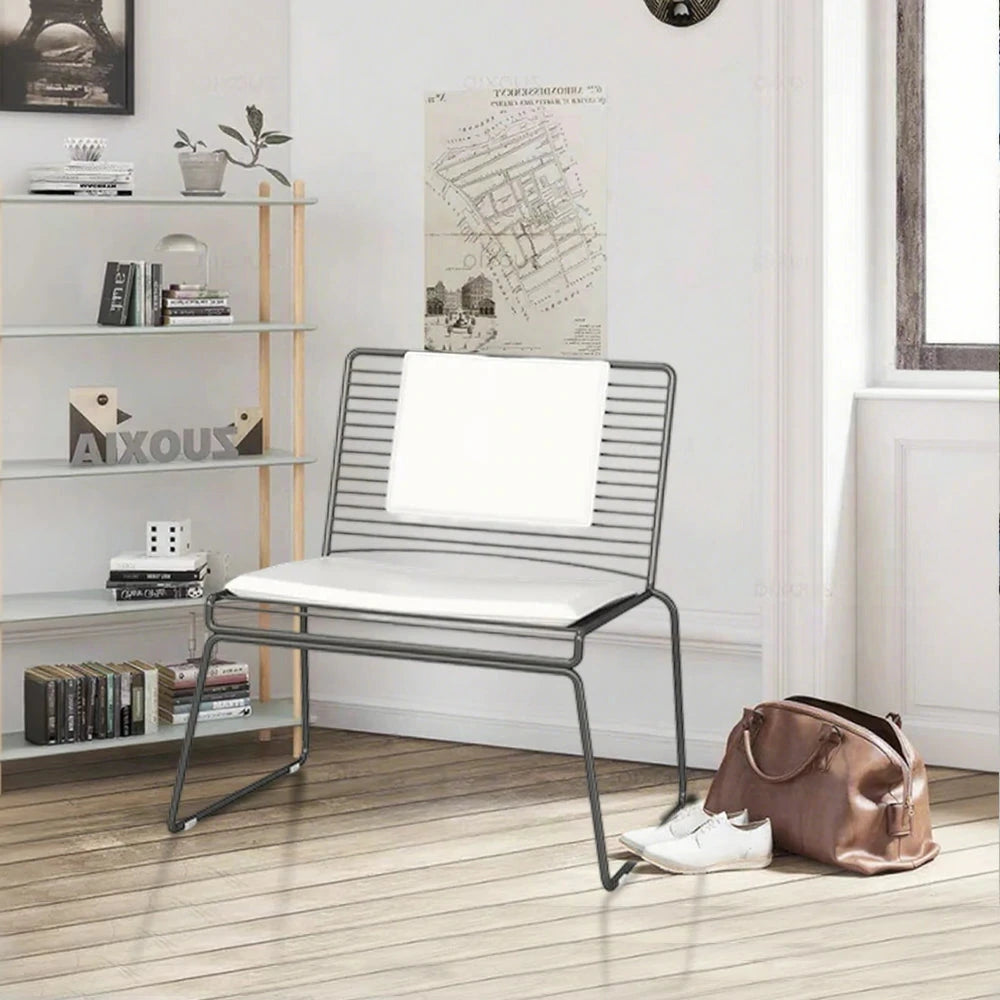 SOLARA Iron Lounge Chair – Minimalist Metal Frame with Seat and Back Cushion - Black