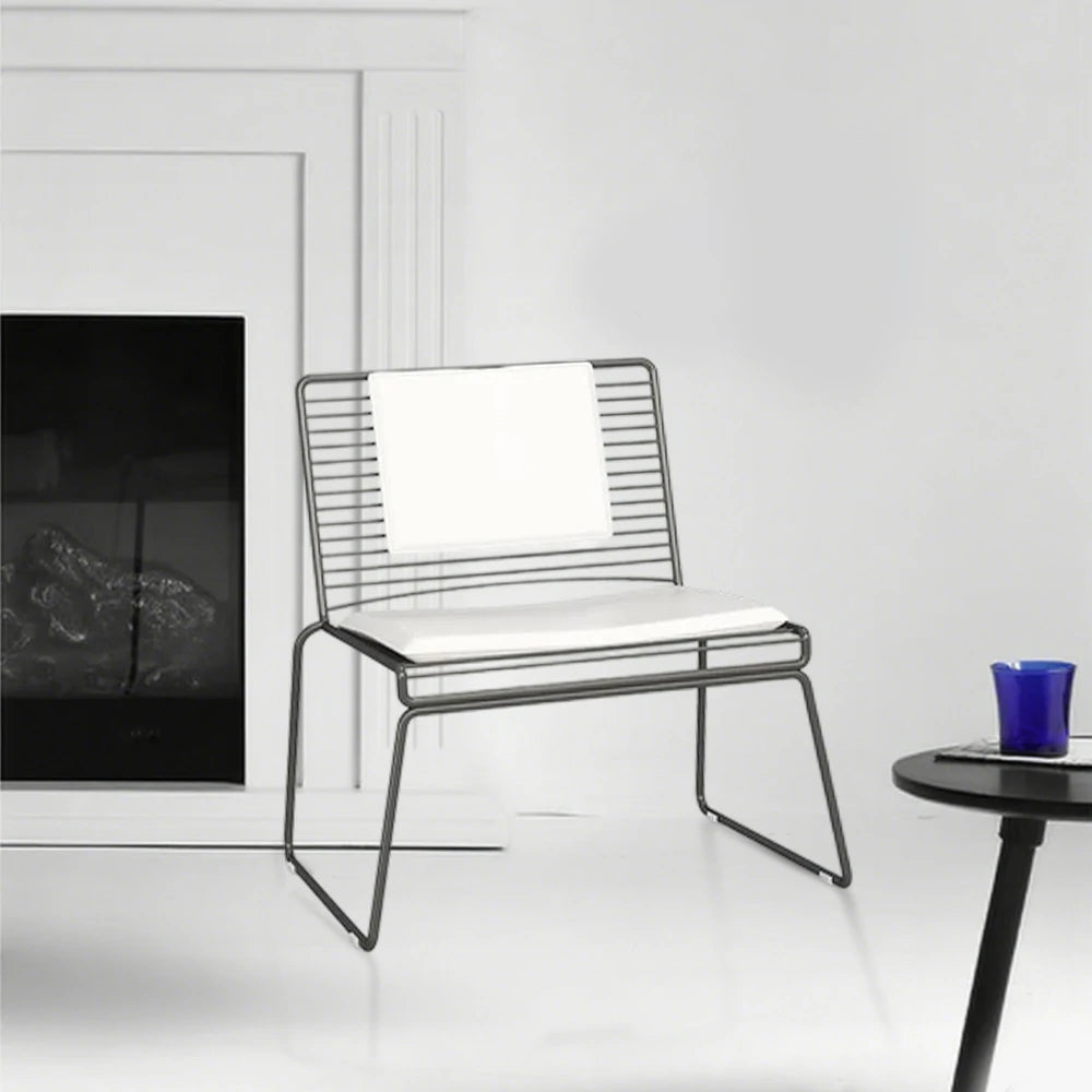 SOLARA Iron Lounge Chair – Minimalist Metal Frame with Seat and Back Cushion - Black