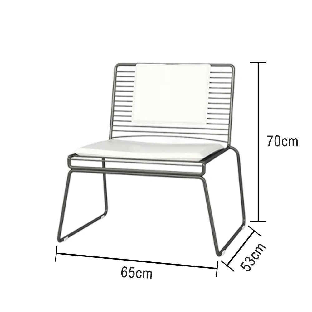 SOLARA Iron Lounge Chair – Minimalist Metal Frame with Seat and Back Cushion - Black