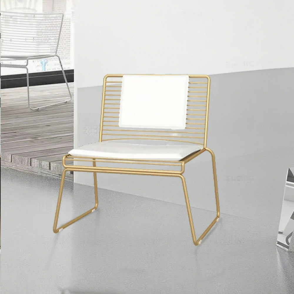 SOLARA Iron Lounge Chair – Minimalist Metal Frame with Seat and Back Cushion - Gold