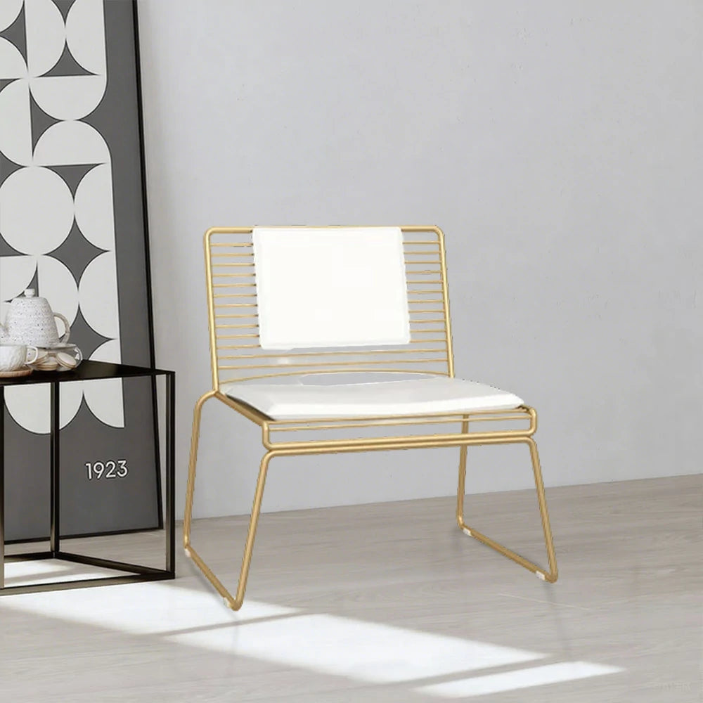 SOLARA Iron Lounge Chair – Minimalist Metal Frame with Seat and Back Cushion - Gold