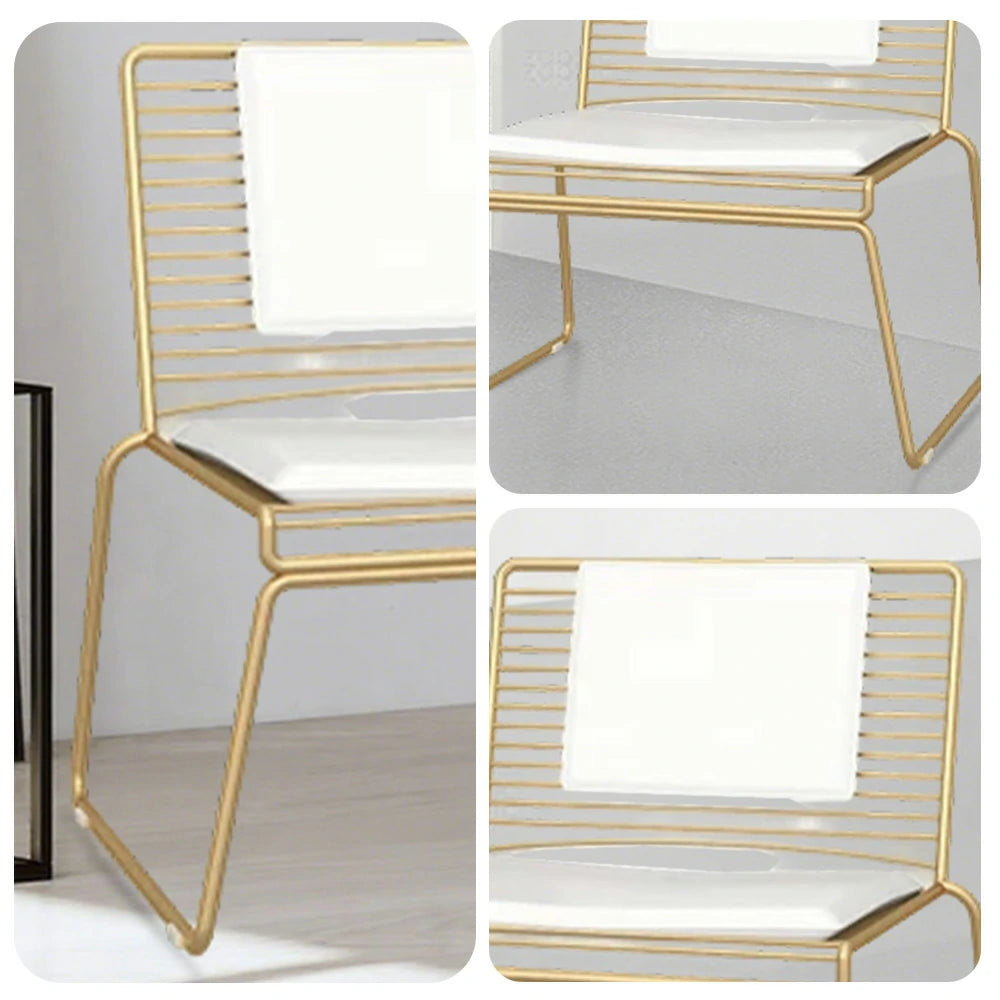 SOLARA Iron Lounge Chair – Minimalist Metal Frame with Seat and Back Cushion - Gold