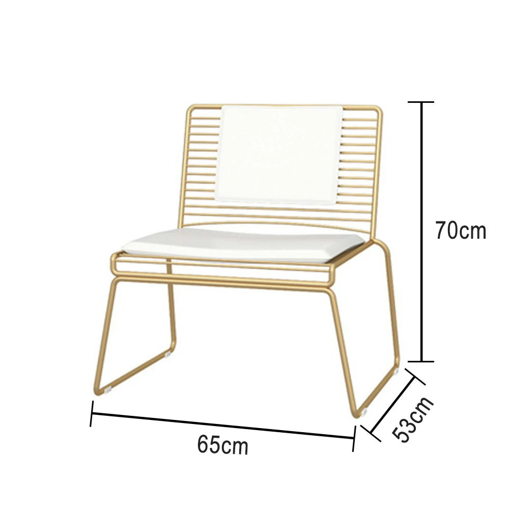 SOLARA Iron Lounge Chair – Minimalist Metal Frame with Seat and Back Cushion - Gold