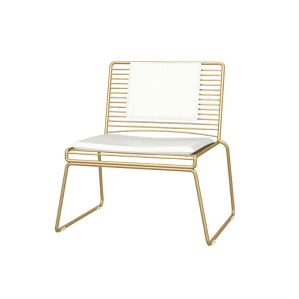 SOLARA Iron Lounge Chair – Minimalist Metal Frame with Seat and Back Cushion - Gold