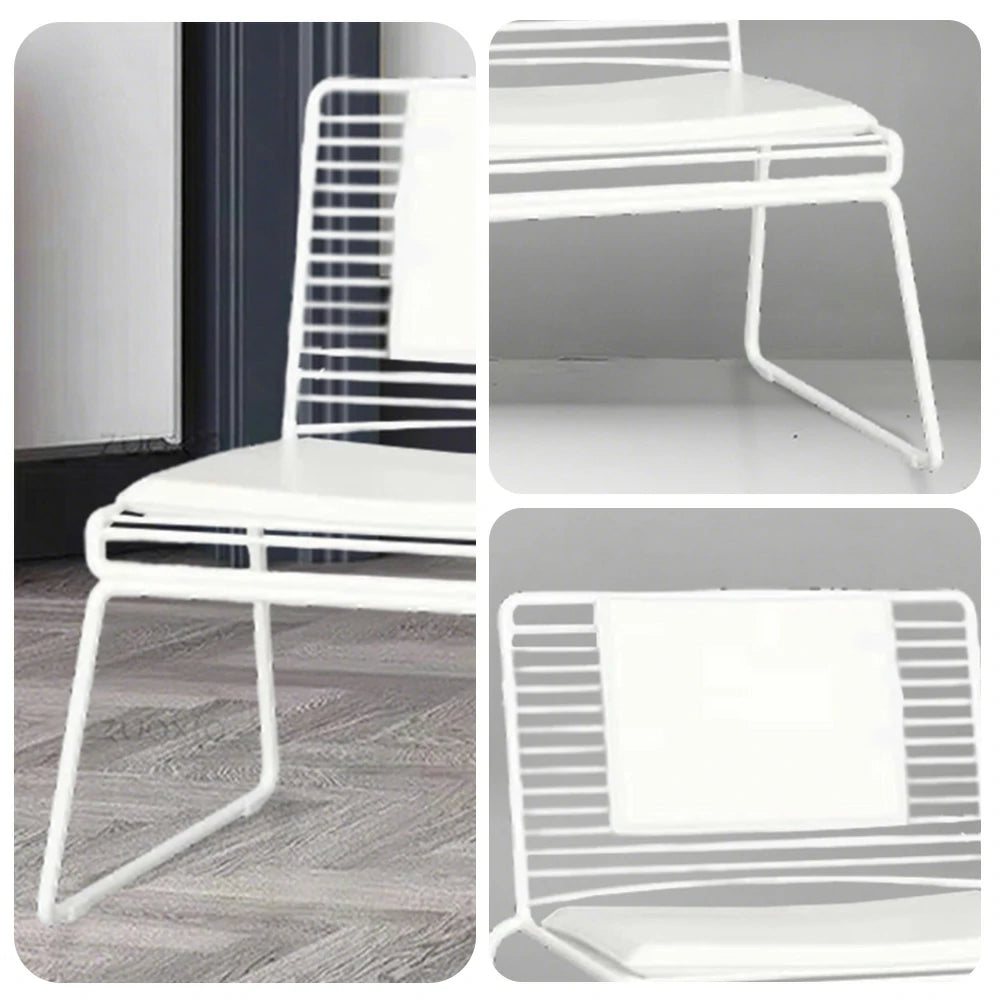 SOLARA Iron Lounge Chair – Minimalist Metal Frame with Seat and Back Cushion - White