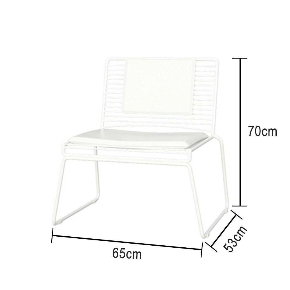 SOLARA Iron Lounge Chair – Minimalist Metal Frame with Seat and Back Cushion - White