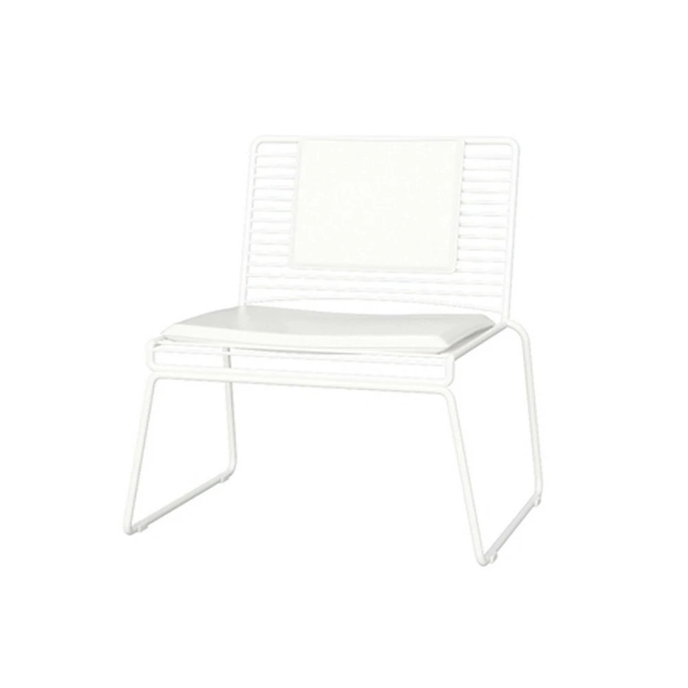 SOLARA Iron Lounge Chair – Minimalist Metal Frame with Seat and Back Cushion - White