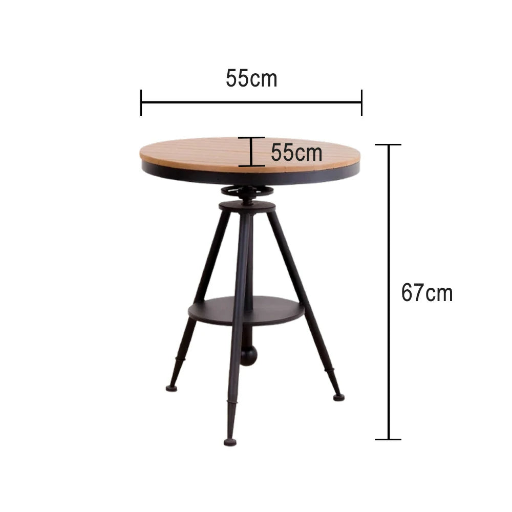 SOLARA Outdoor Dining Table, Adjustable Height, Black Frame with PS Wood Top, Rust-Resistant for Patio or Garden Use