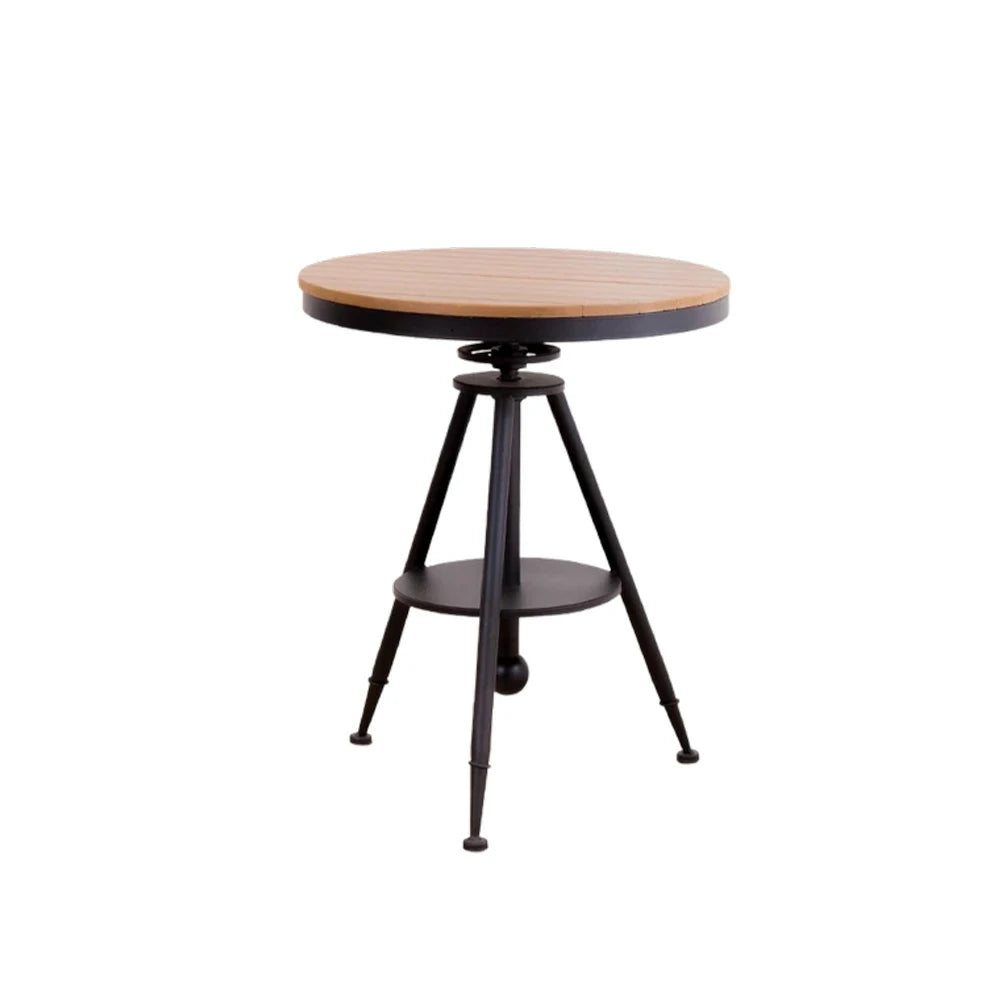 SOLARA Outdoor Dining Table, Adjustable Height, Black Frame with PS Wood Top, Rust-Resistant for Patio or Garden Use