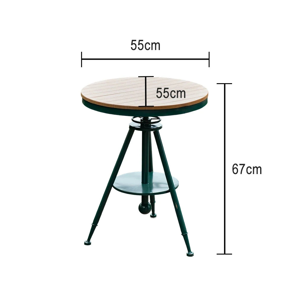 SOLARA Outdoor Dining Table - Green Iron Frame with Durable PS Wood Top, Adjustable Height
