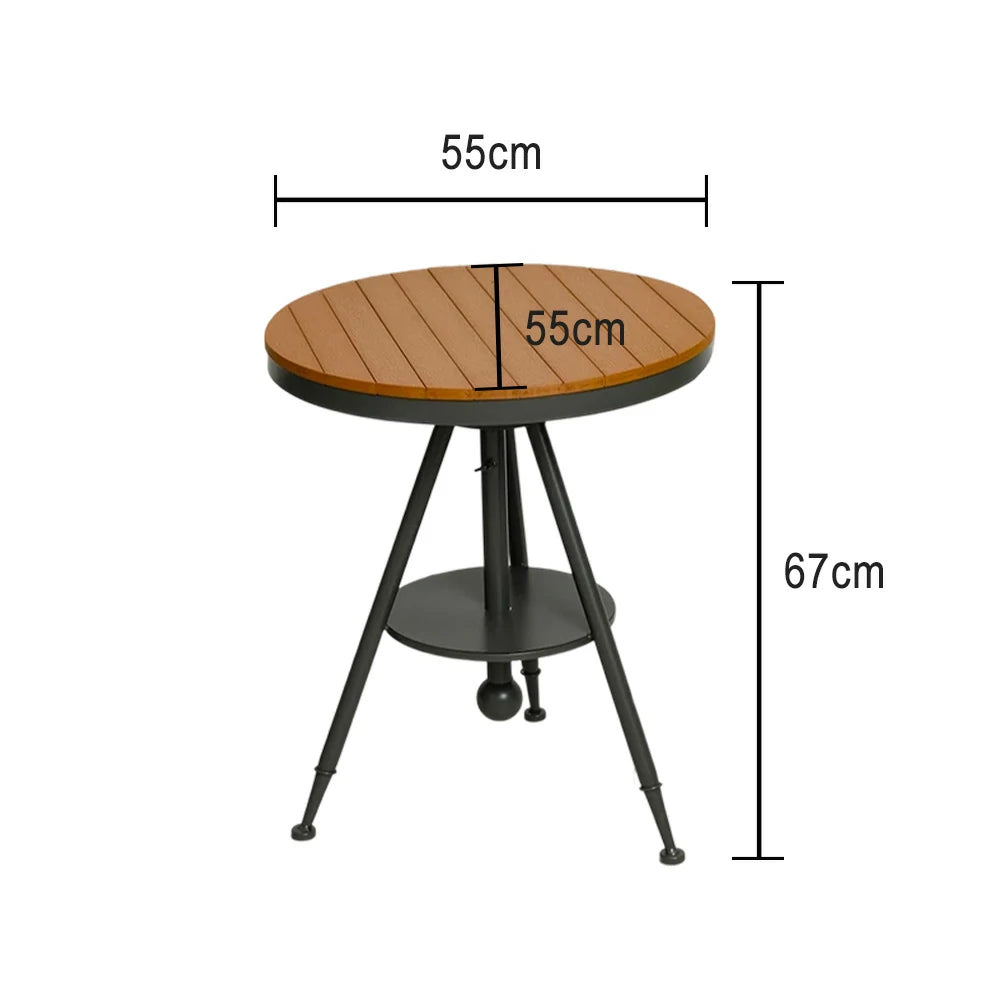 SOLARA Outdoor Dining Table - Gray Iron Frame with Durable PS Wood Top, Adjustable Height