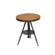 SOLARA Outdoor Dining Table - Gray Iron Frame with Durable PS Wood Top, Adjustable Height