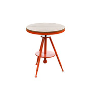 SOLARA Outdoor Dining Table - Red Iron Frame with Durable PS Wood Top, Adjustable Height