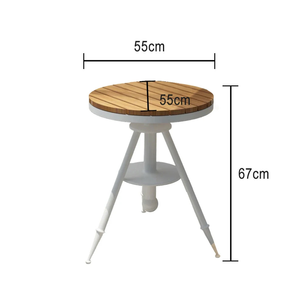 SOLARA Outdoor Dining Table - White PS Wood Top with Sturdy Iron Frame, Adjustable Height