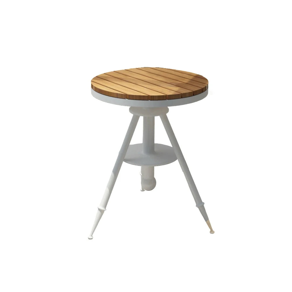 SOLARA Outdoor Dining Table - White PS Wood Top with Sturdy Iron Frame, Adjustable Height