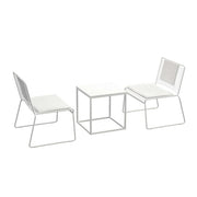 SOLARA Iron Table and Chair Set - Minimalist Metal Frame, 1 Table with 2 Lounge Chairs, Gold Finish - White